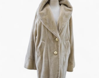 Long Off White Fur Coat, Hooded Teddy Bear Fur Jacket, Vintage Faux fur Coat, Women's Cozy Fur Coat, Vegan Warm Faux fur Coat for Winter
