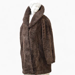 Anna e Christina Costi Faux Fur Coat, Vintage Eco Fur Overcoat, Brown Teddy Coat, Luxury Jacket Women, Y2k swing retro opera fur coat