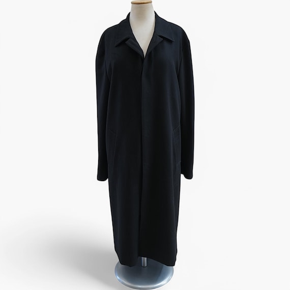 Cerruti 1881 Black Wool Trench Coat, Vintage Wool Coat Men, Warm