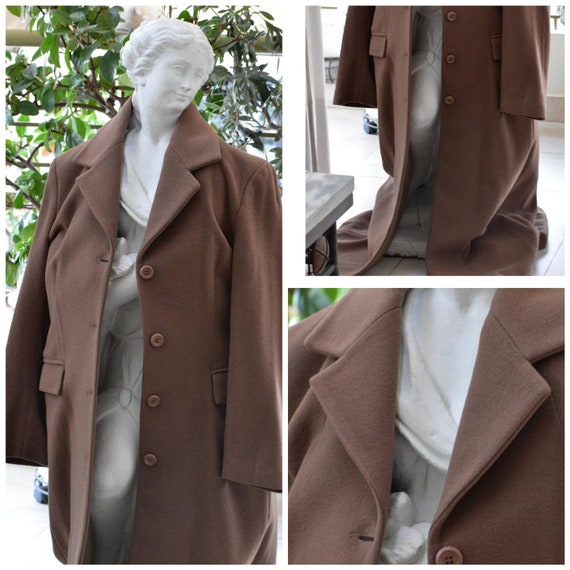 Vintage 1990s Woman Camel-brown Coat. Minimal Style. Long - Etsy