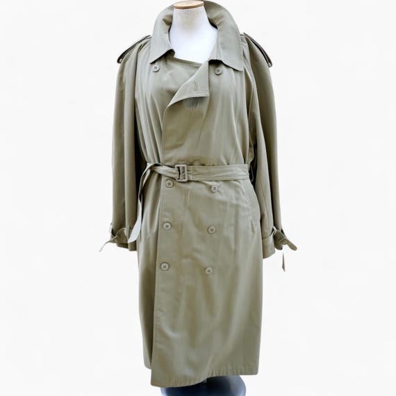 Belted Light Khaki Trench, Raglan Long Coat Women, Vintage