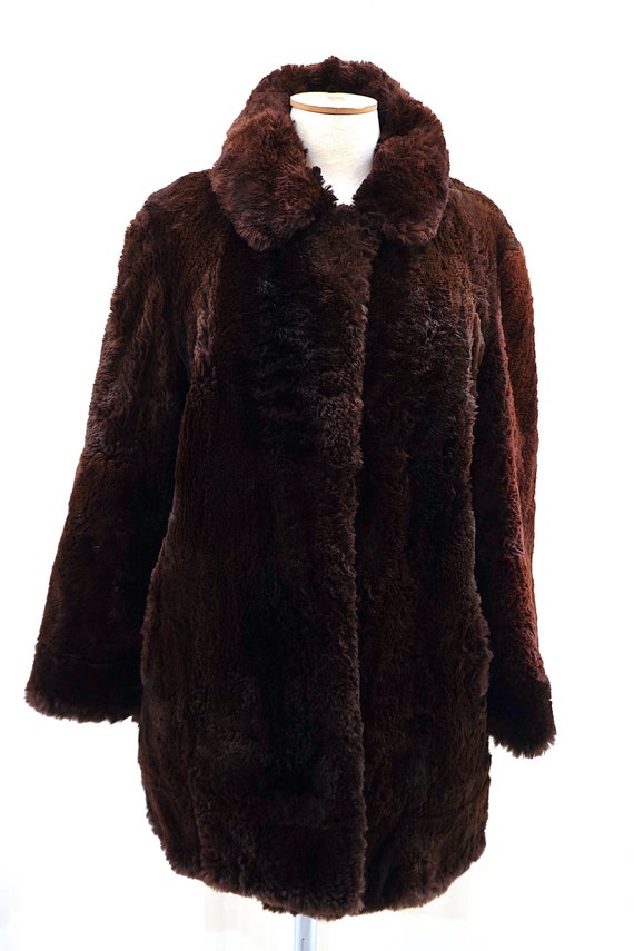 Vintage Brown Real Fur Coat. Long Teddy Jacket. O… - image 2