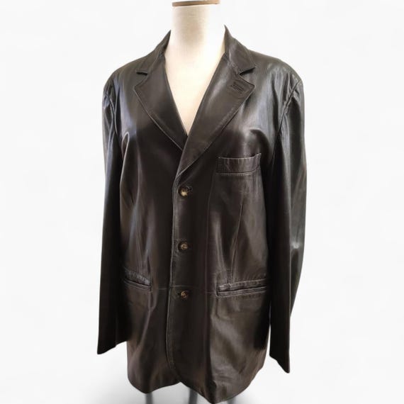 Salvatore Ferragamo Black Leather Jacket Men's Vintage Designer