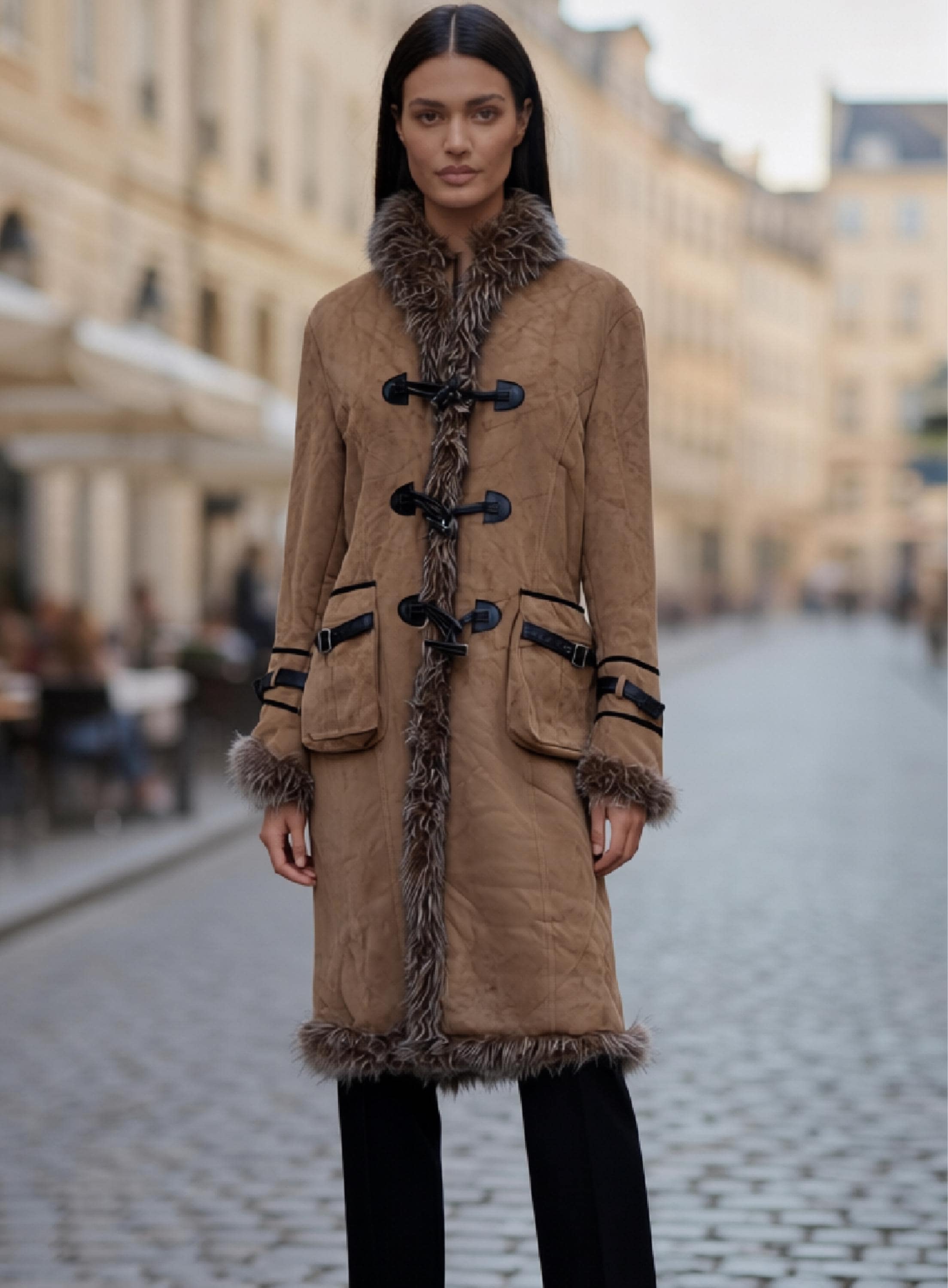 Vintage Long Penny Lane Coat. Women Afghan Coat. Faux Fur Coat