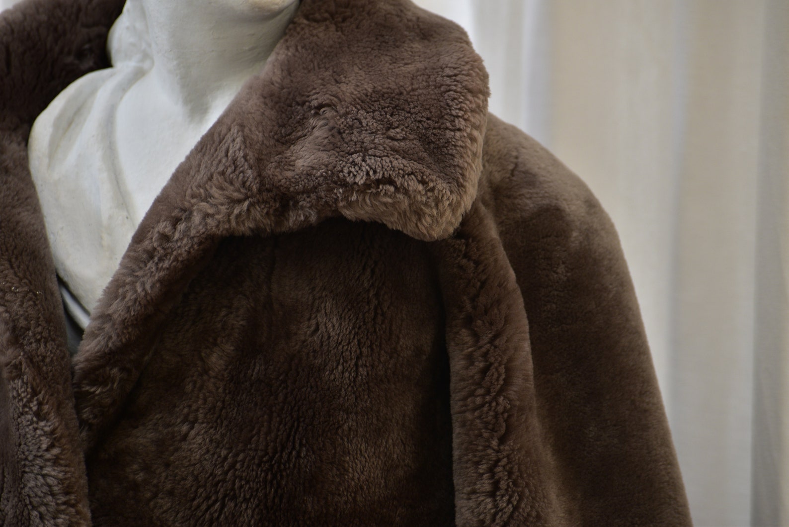 Long Shearling Lined Plush Overcoat main image 1