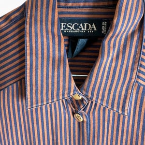 Escada Vintage sidenskjorta 90-tal | Randig 80-talstopp i ren siden | Lyxig designerblus | Preppy långärmad topp | Vintagekläder, present till henne bild 3