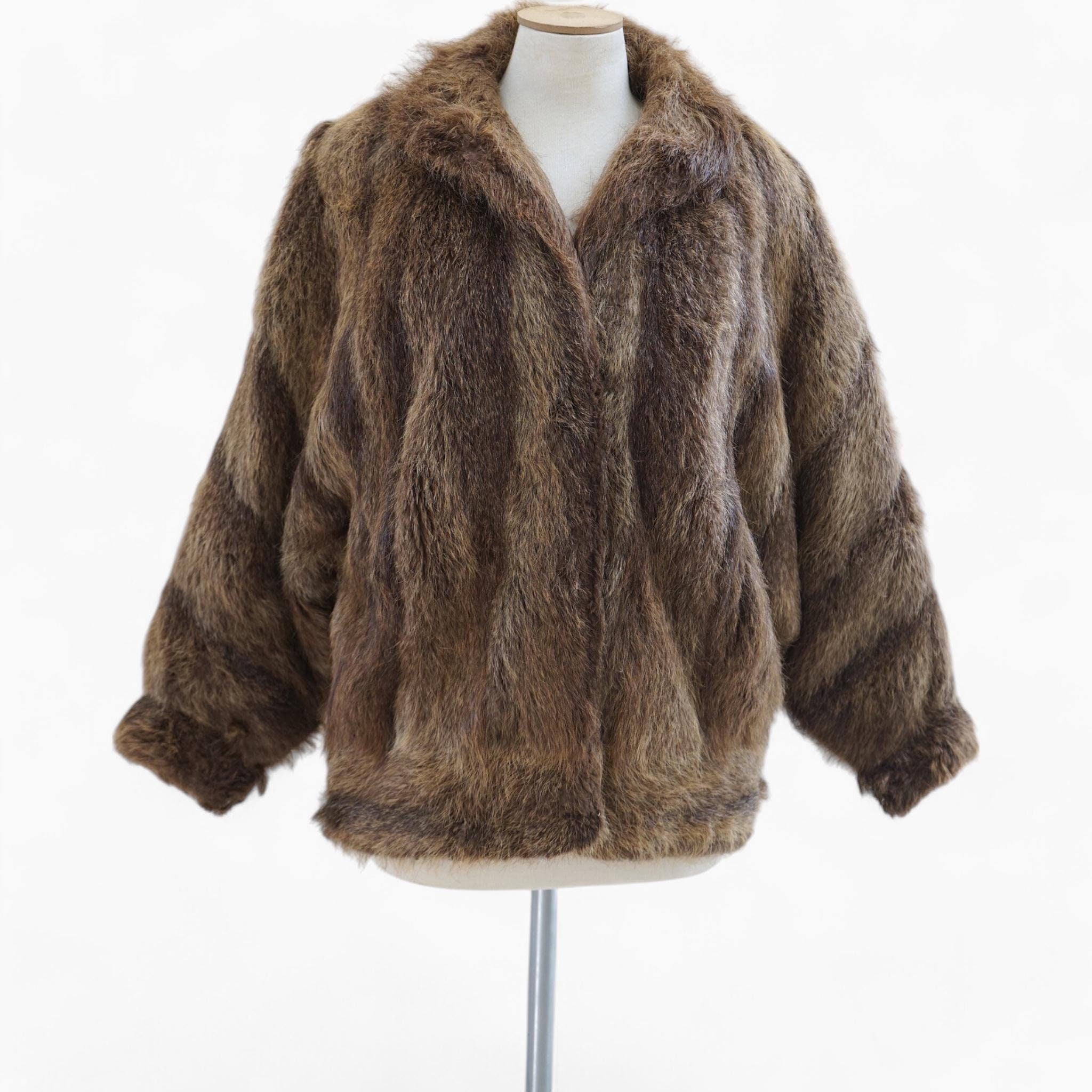 Natural Fur Batwing Jacket. Real Fur Coats for Women. Shaggy Fur