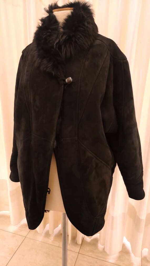 vintage black shearling coat