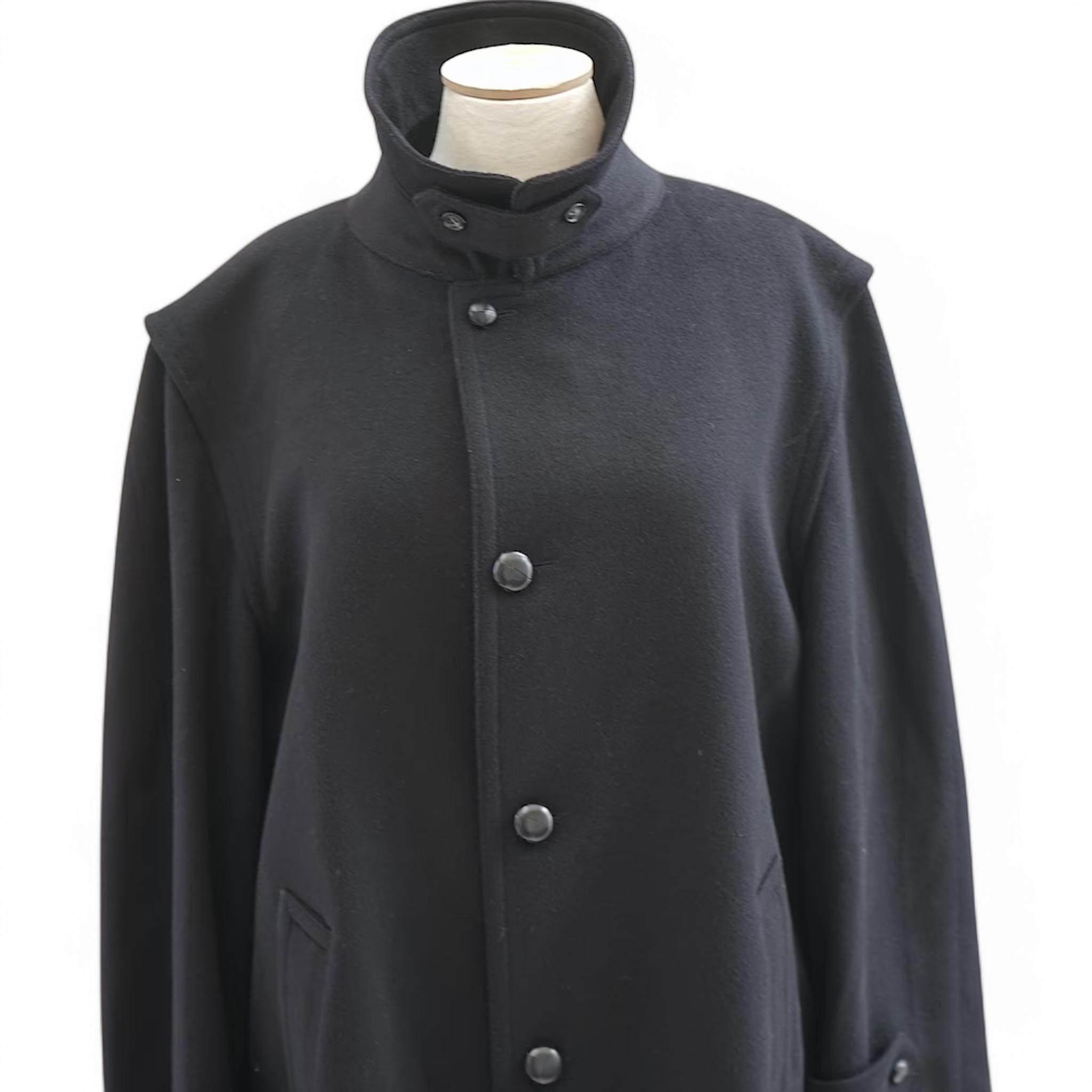 Long Wool Coat Women, Navy Wool Trench Coat, Single Breasted