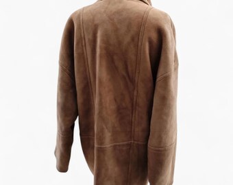 Umberto Olivieri 90's Unisex Beige Shearling Coat. Vintage Boho