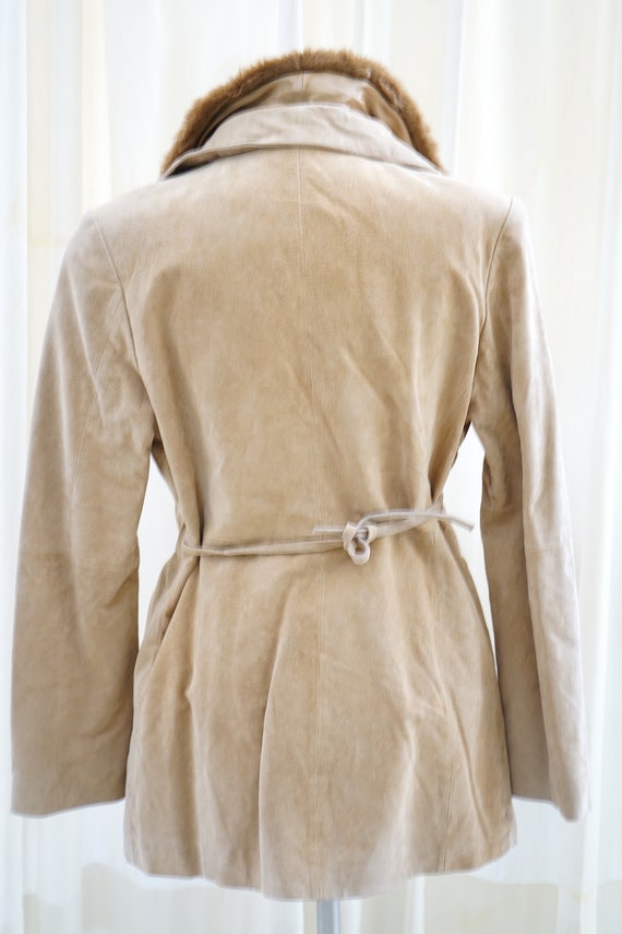 Suede Sherpa Jacket vintage 90's women beige sued… - image 9