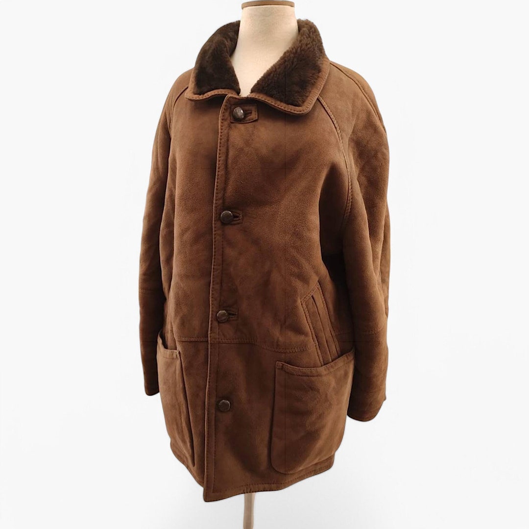 90s Shearling Coat Unisex Real Leather Sheepskin Lambskin Sherpa
