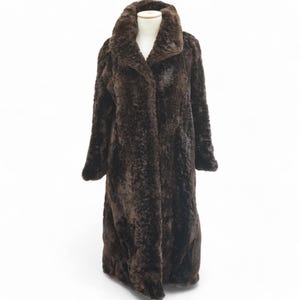 Brown Fur Coat vintage 90s soft women&#39;s fur coat maxi length warm fur coat vintage clothing luxurious outerwear 70s clothing size medium