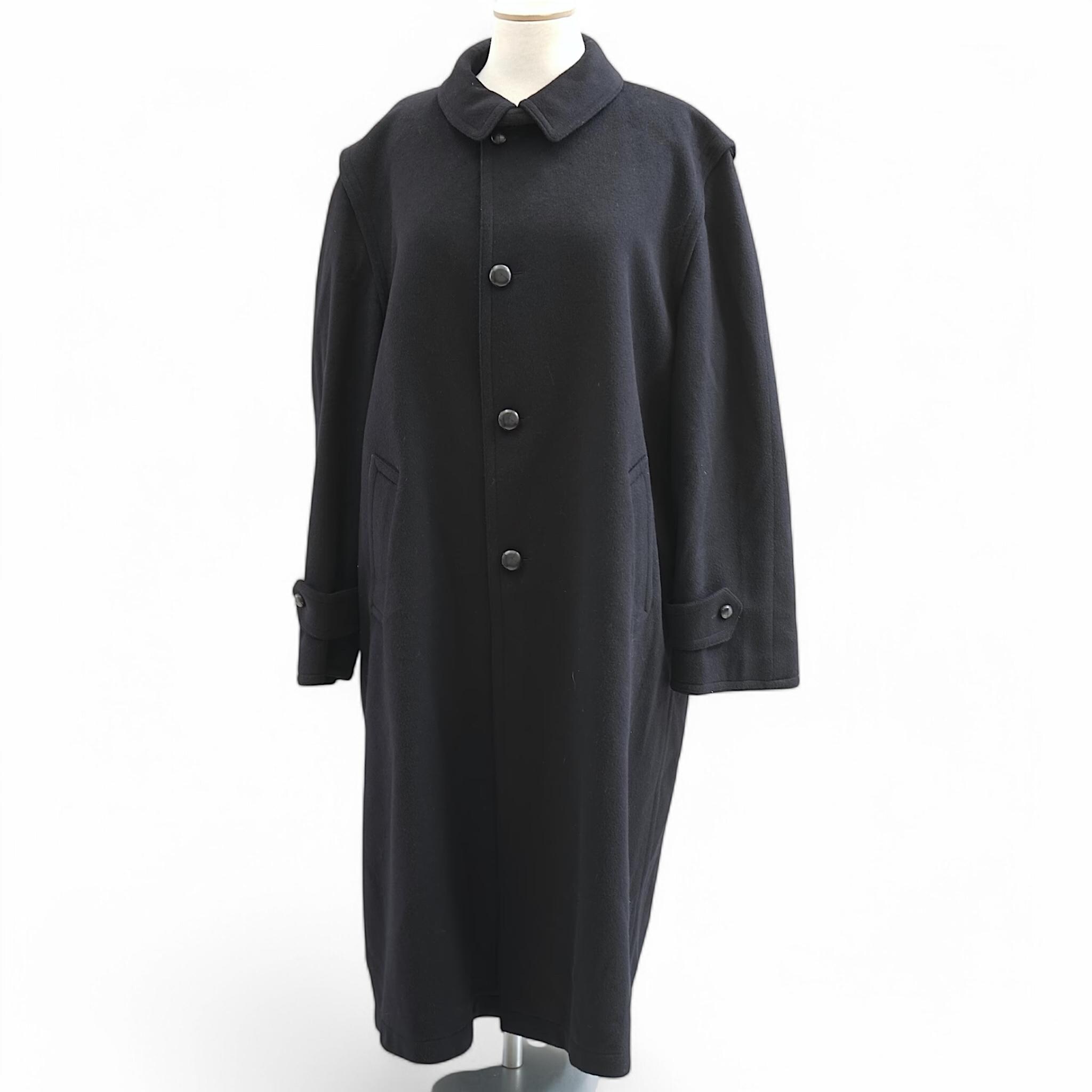 Long Wool Coat Women, Navy Wool Trench Coat, Single Breasted
