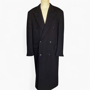 Hugo Boss pure cashmere navy long trench coat, Vintage mens double breasted coat, 100% Cashmere winter overcoat XXL, Vintage clothing, Gift