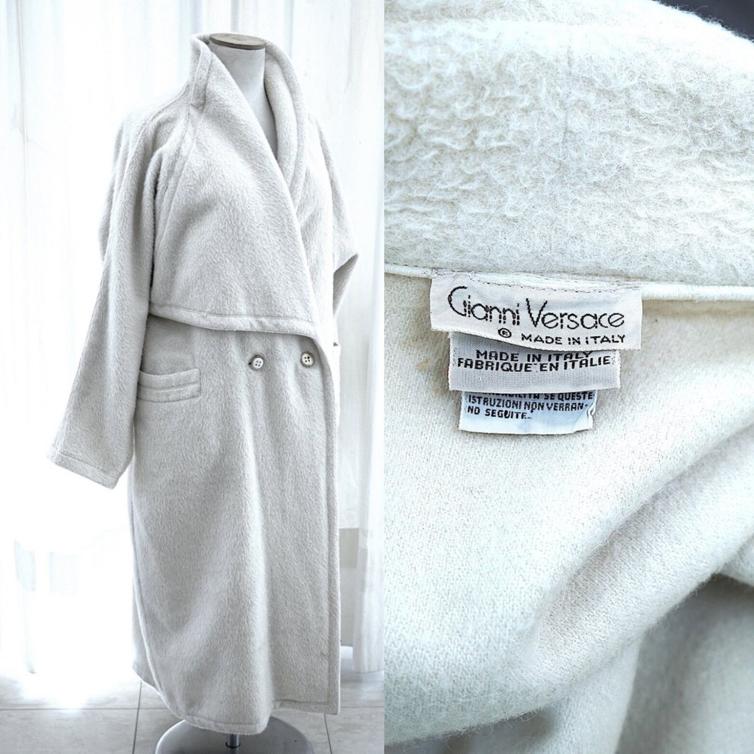 Gianni Versace White Alpaca Coat. Winter Teddy Coat.long Warm