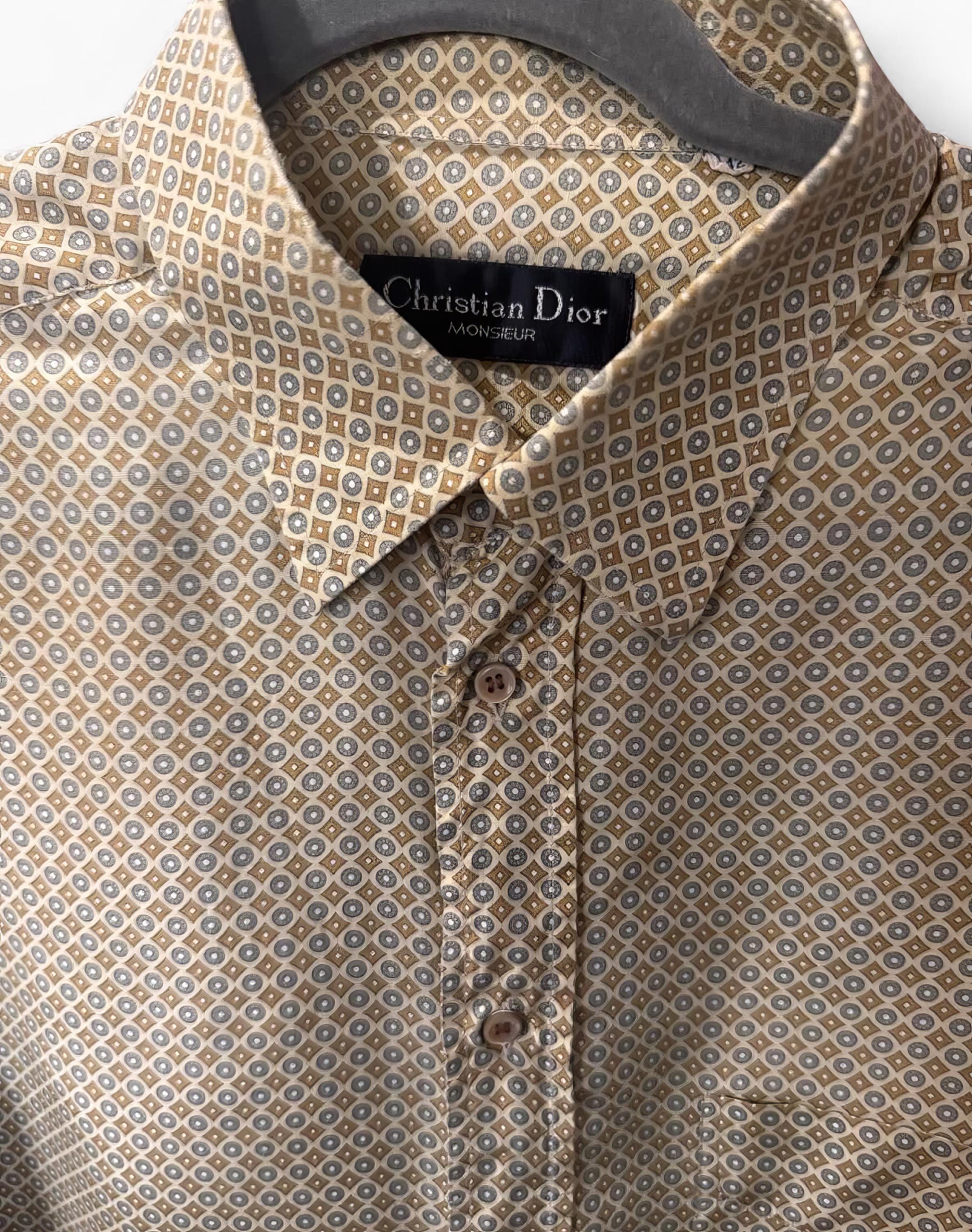 Christian Dior 100% Silk Vintage Shirt | 90's Designer Blouse Gold  Geometric Print | French Haute Couture | Luxury Mens Button up Shirt Gift -  Etsy