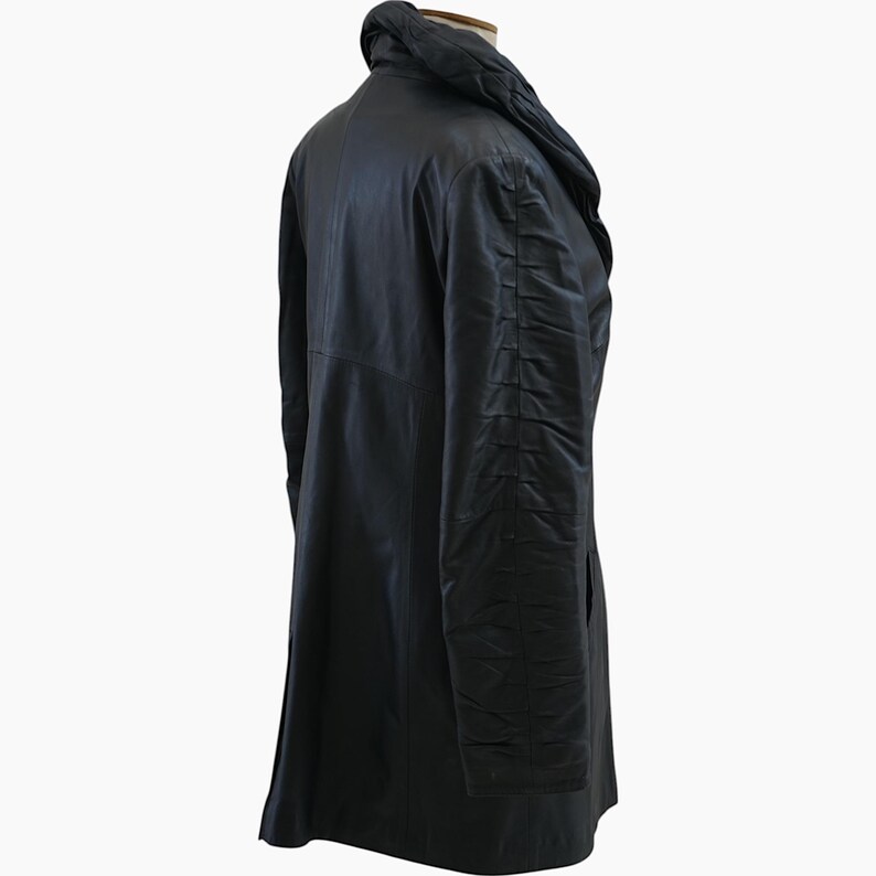 90s Black Patched Long Sleeve Zip-Up Jacket with Tie By Leather Works main image 1