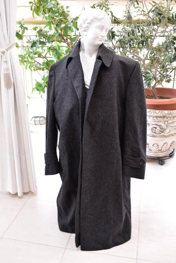 LANVIN PARIS Vintage Men Grey Coat. Herringbone Salt pepper Design Coat. Maxi Length Winter Warm Overcoat. Vintage Coat Jacket. Etsy Denmark