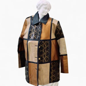 Patchwork Leather Coat | Genuine Snake Skin & Premium Leather Jacket, Unique Vintage Boho-Chic Jacket | Vintage Clothing Unique Gift for her