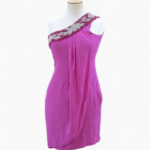 100% Silk Magenta One-shoulder Dress. Vintage Fuchsia Midi Dress. Pure Silk Bridesmaid's  Dress. Wedding Guest Dress Summer Anniversary Dress - Etsy