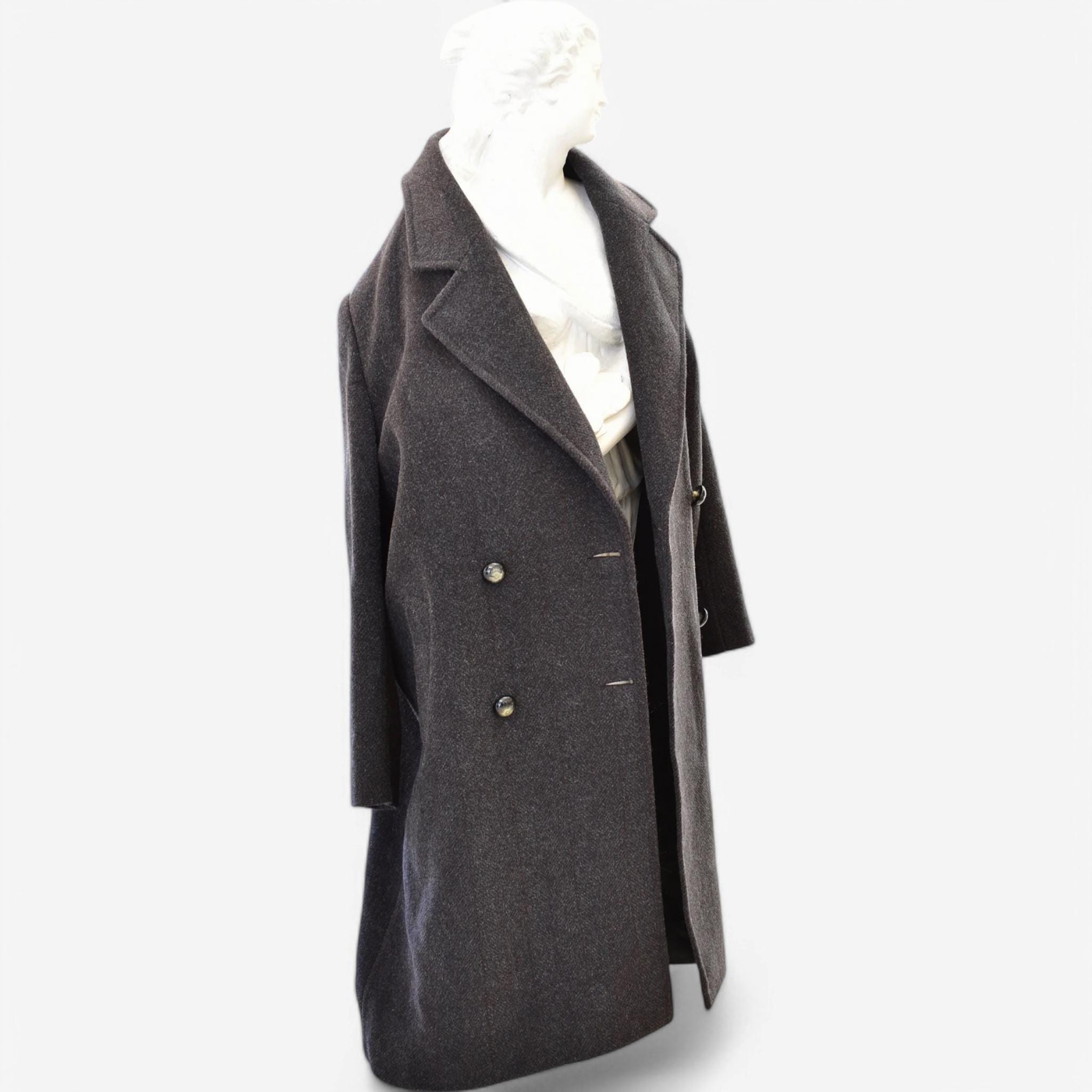 AREZIA - Vintage 1960s Double Breasted Winter Women Coat. Gray
