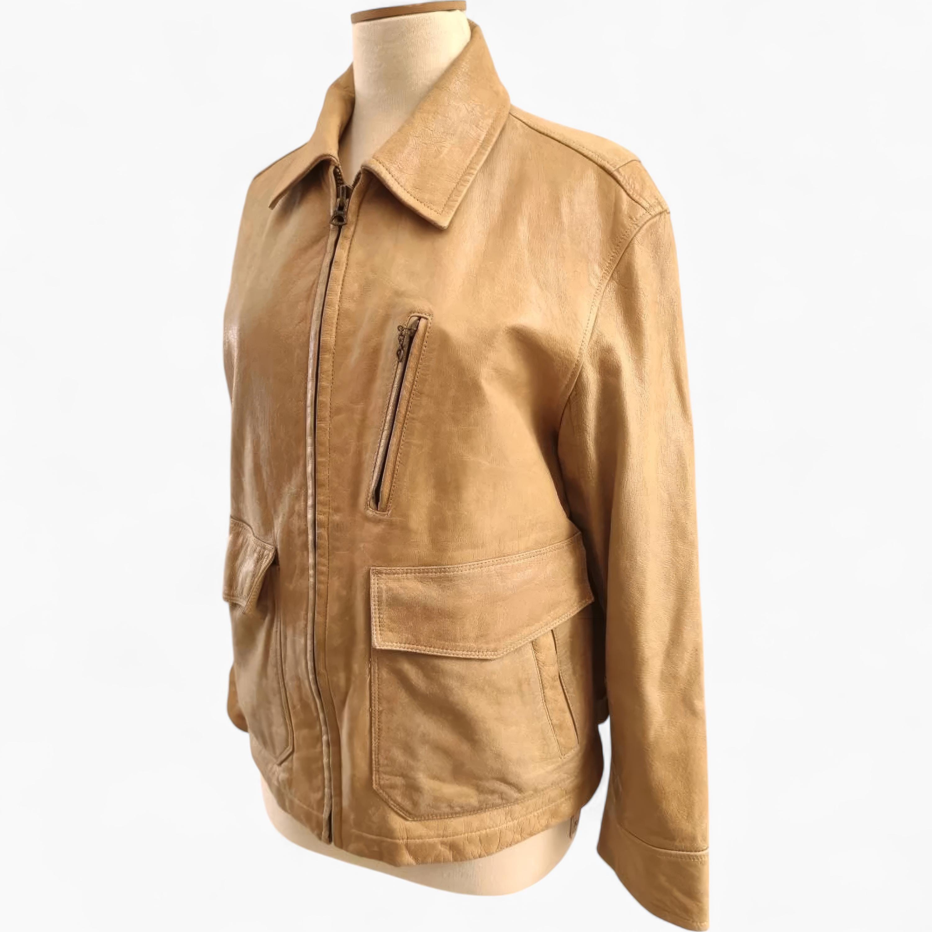 Vintage TIMBERLAND Beige Leather Jacket, 90's Genuine