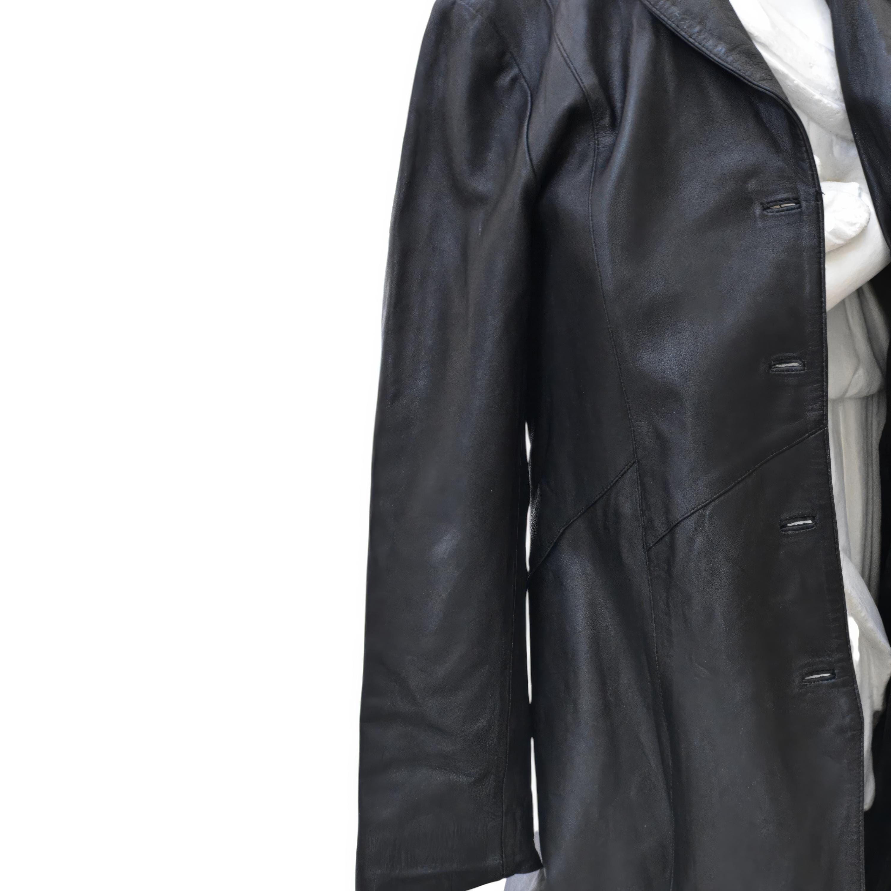 ジャケット・アウター real leather maxi long coat BLACK Alaska Women's 100 % Real Black Leather Classic Long Coat