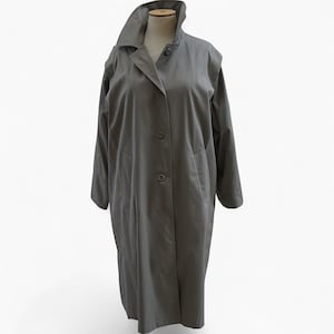 Vintage Long Belted Trench Coat in Gray. Women&#39;s Beige Duster Coat. Detective Trench Coat. 80s 90s Minimalist Street Style Maxi Trench XL