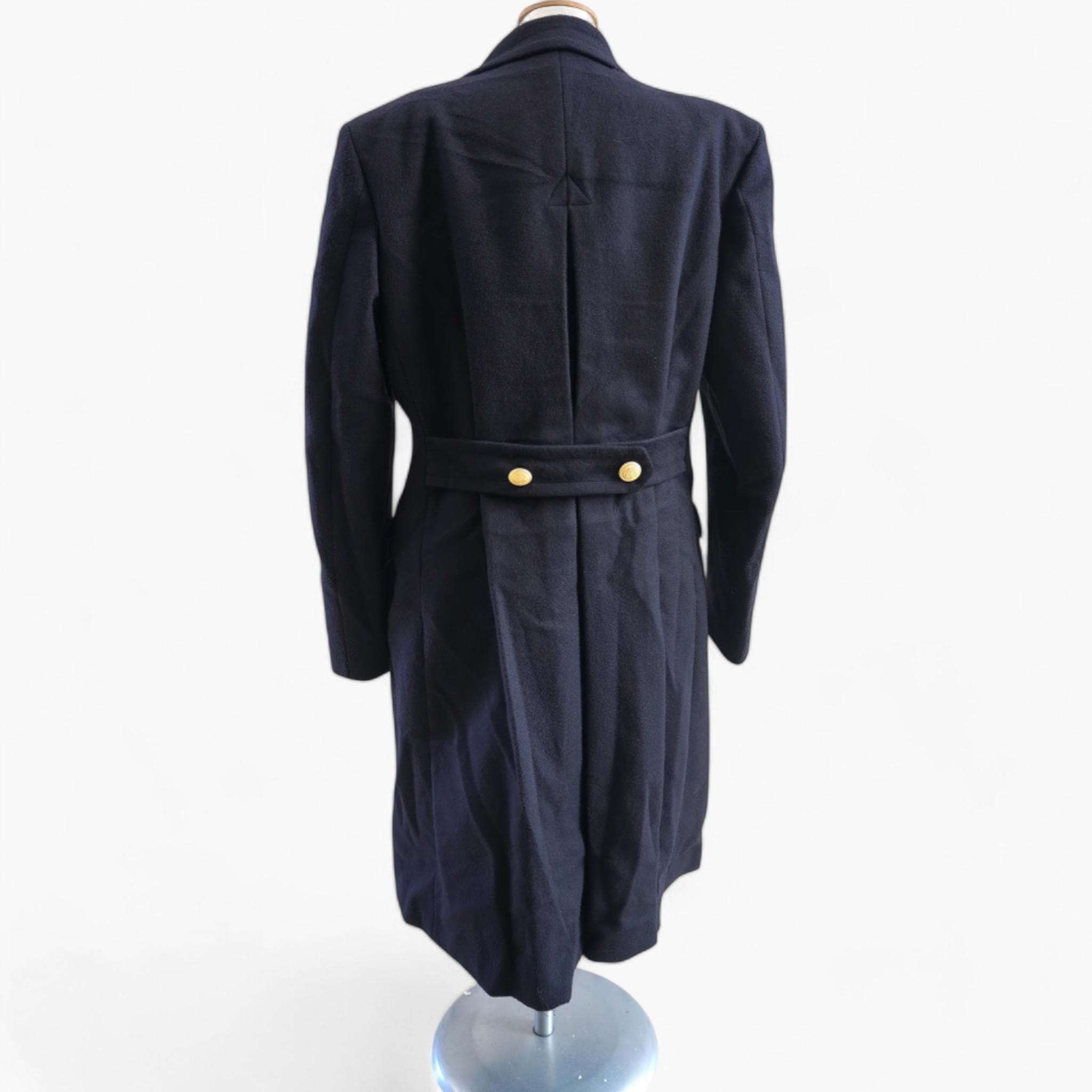Cappotto Lungo Vintage In Lana Blu Navy, Doppio Petto, Taglia 40-42, Anni '60 Dalla Svezia