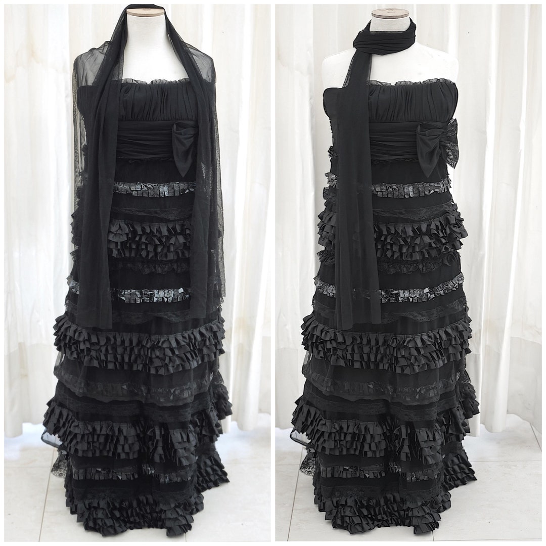 Black Long Dress, Black Wedding Guest Dress, Photoshoot Dress, Multiway ...