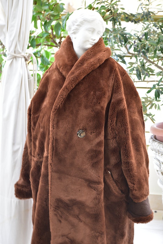 Couture Hélène 80s Brown Fur Coat. Vintage Faux Fur Coat. - Etsy 日本