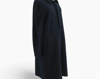 Cerruti 1881 Black Wool Trench Coat, Vintage Wool Coat Men, Warm