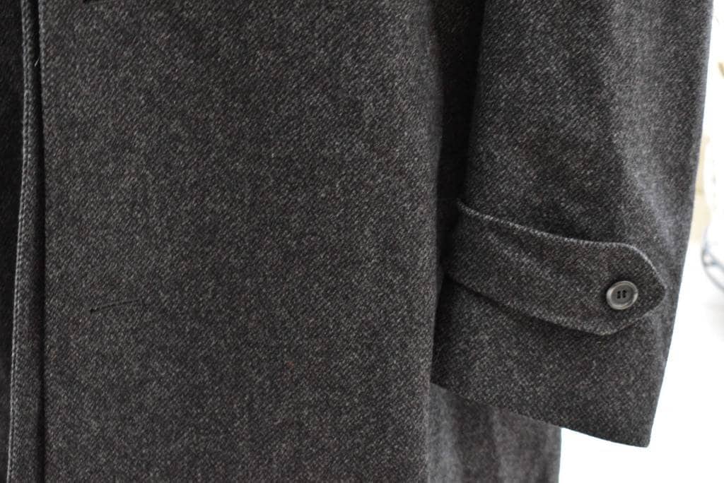 Vintage Lanvin Herringbone Trench Coat, Long Raglan Coat Men
