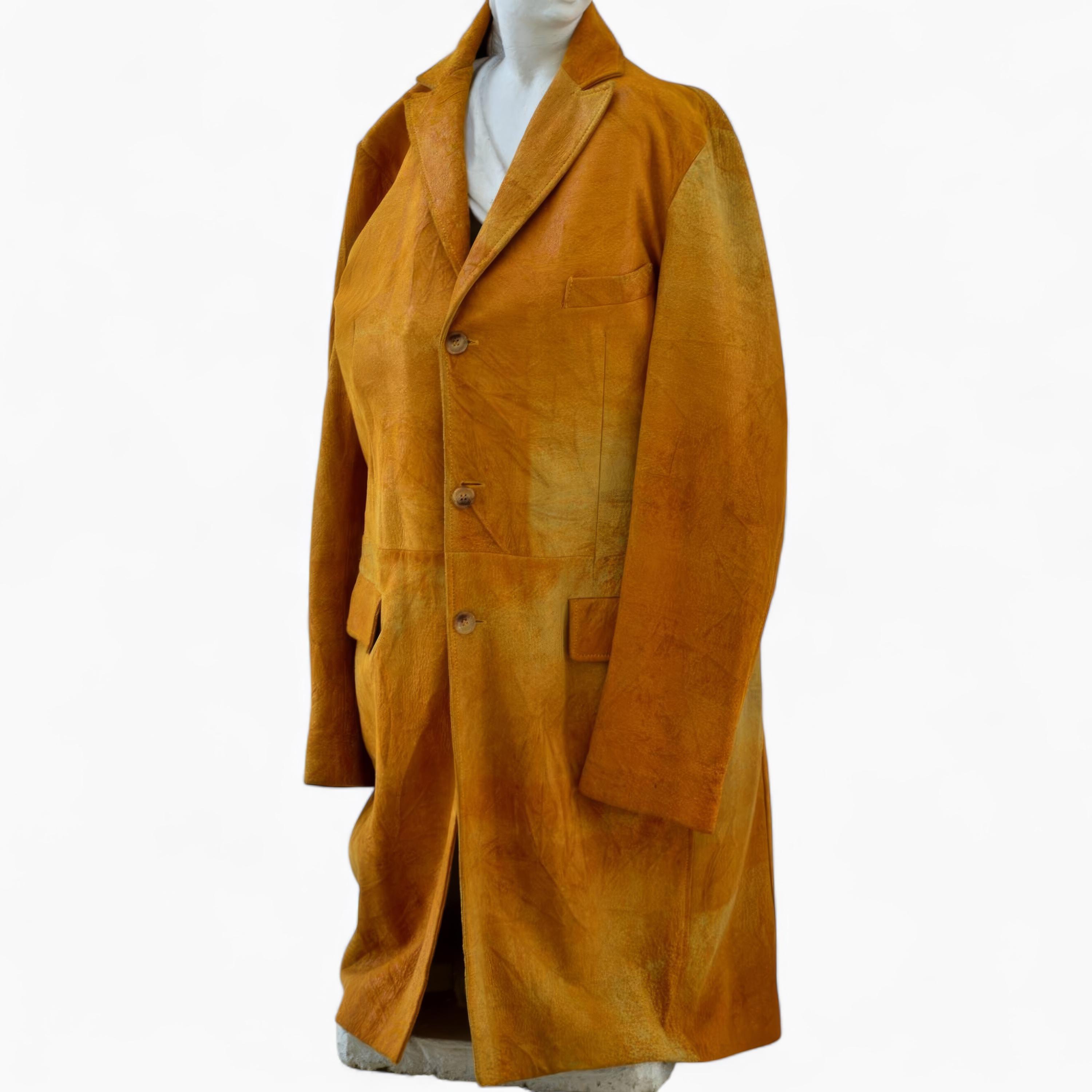 Very Early90’s/dolce gabbana非構造over coat Dolce & Gabbana Orange-yellow Leather Coat | Vintage Italian