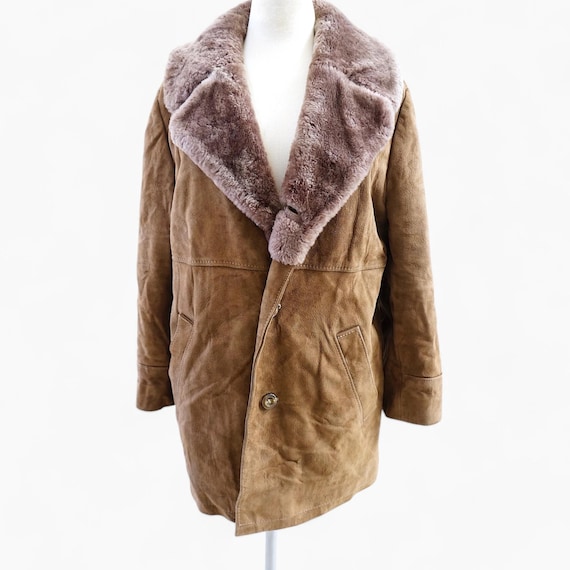 Emperor Mens Coat Men's Sherpa-Lined Faux Leather Trench Coat