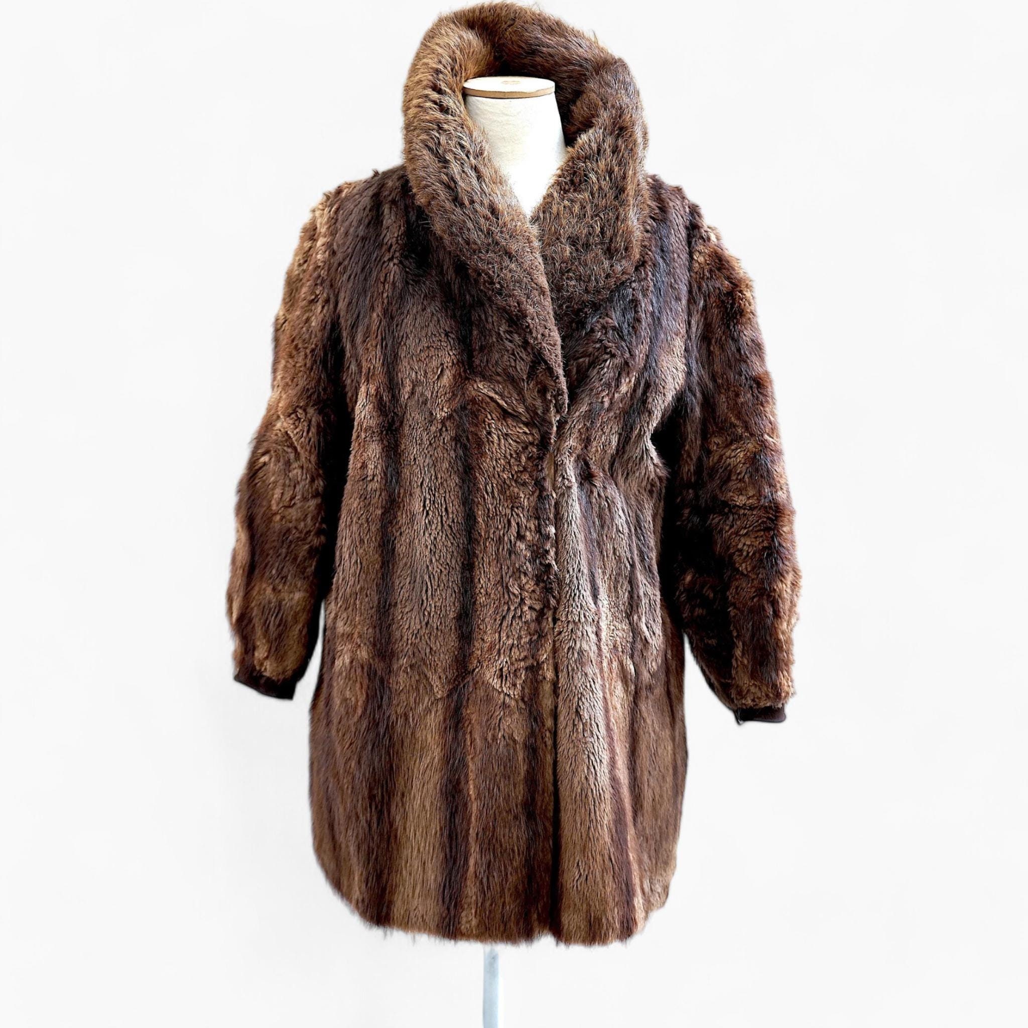 Genuine Fur Coat, Large Fluffy Fur Coat, Women's Fur Coat Real Fur