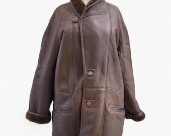 Vintage 1940s U.S. Military Mackinaw WW2 Double Breasted Shearling
