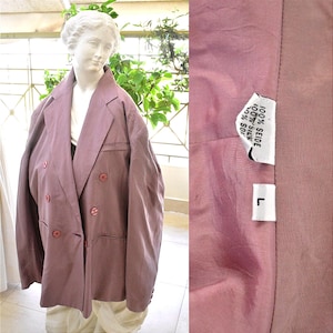 Vintage 100% Silk Coat. Double Breasted Women Coat. Woman Lightweight Luxury Coat. Spring - Summer Outerwear. Italian Chic Style. Classy