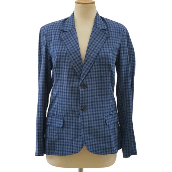 Ermenegildo Zegna, Ermenegildo Zegna 90s Checked Jacket. Vintage Two Button Blazer for Women, | Made in Italy | 2000s Italian Designer Jacket Size Small, Gift
