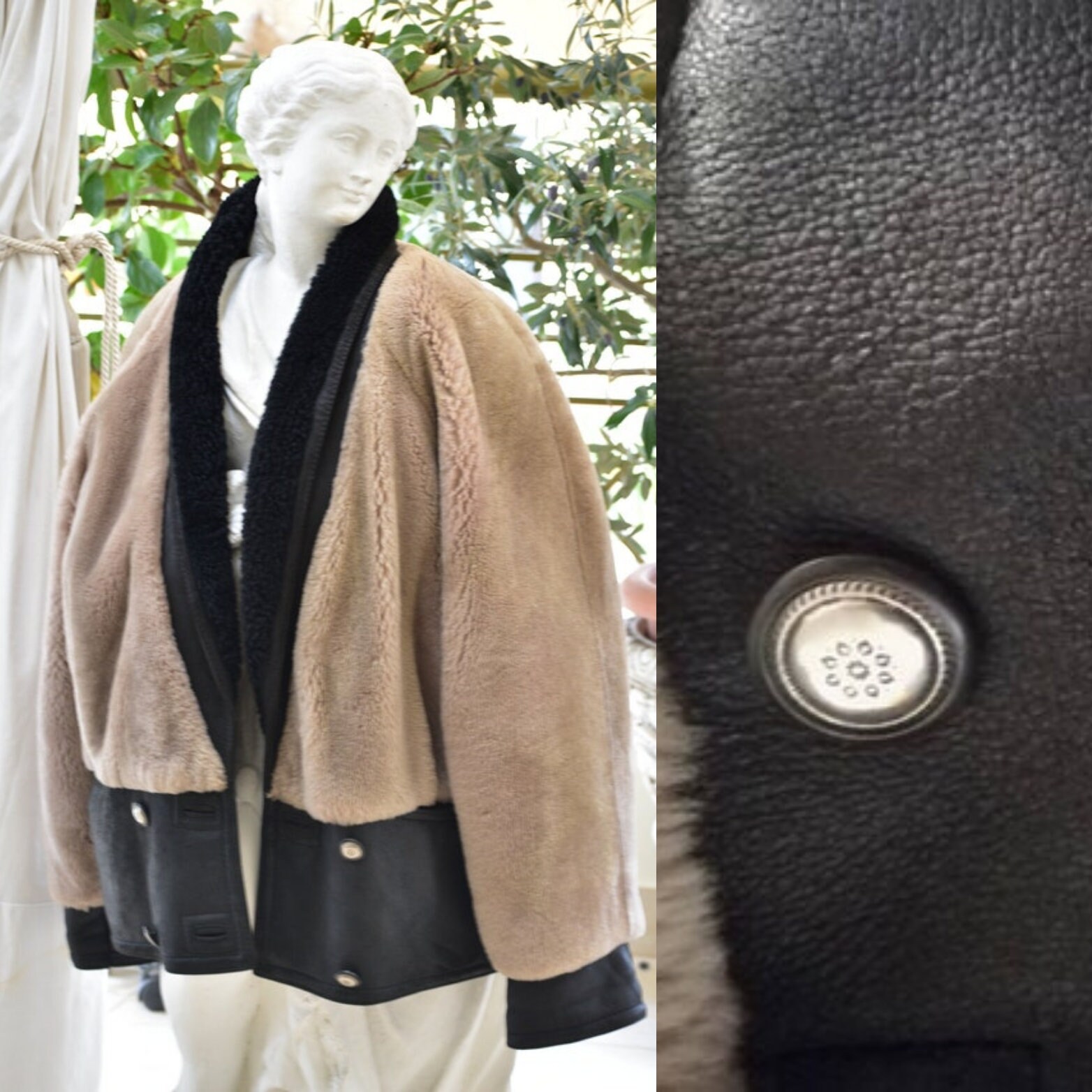 vintage black shearling coat