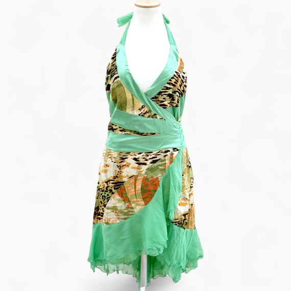 green leopard silk dress Mid Plus Size Leopard Animal Print Dress Made to Order main image 1