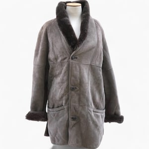 Real Men&#39;s Shearling Coat - Vintage leather sheepskin lambskin sherpa coat shearling lamb leather coat, bomber jacket,  genuine fur coat