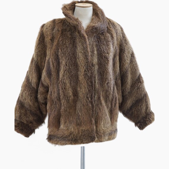 Natural Fur Batwing Jacket. Real Fur Coats for Women. Shaggy Fur