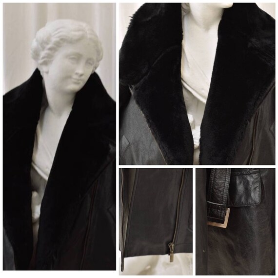 90s Vintage Black Leather Jacket. Women Leather Ja