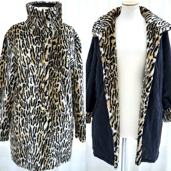 Vintage faux leopard fur. Animal print winter coa… - image 1