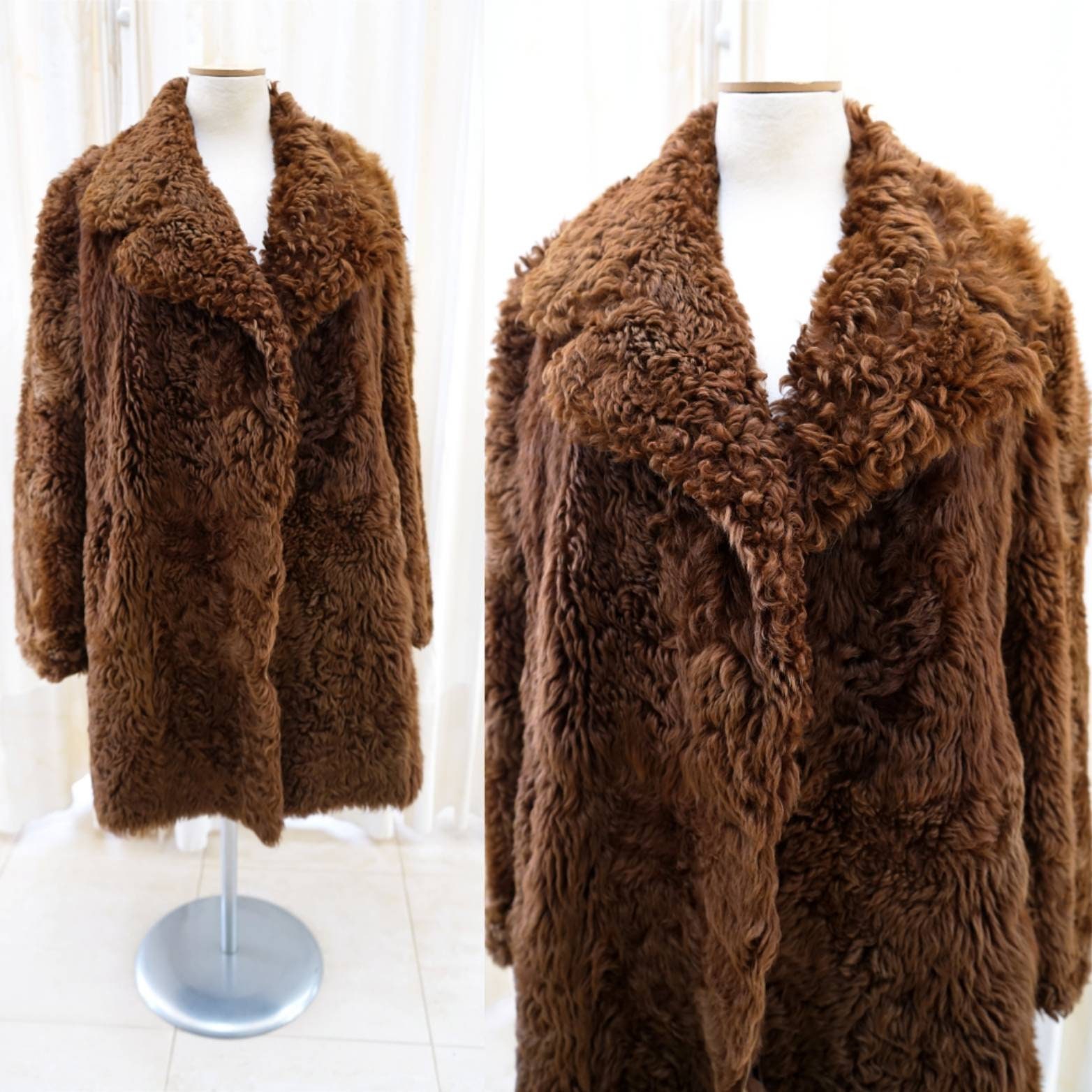 Couture Hélène 80s Brown Fur Coat. Vintage Faux Fur Coat. Vegan Fur. Fur  Vintage Jacket. Women Fur Jacket. Fluffy Teddy Coat. Gift for Her. 