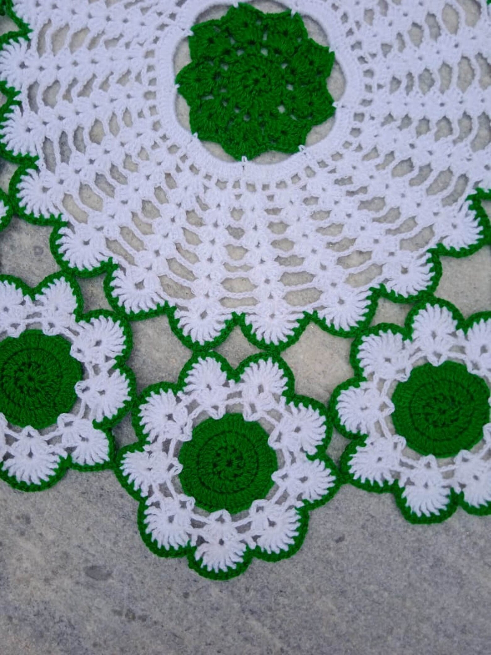 White and Green woolen tablecloth Crochet beautiful tablecloth Etsy