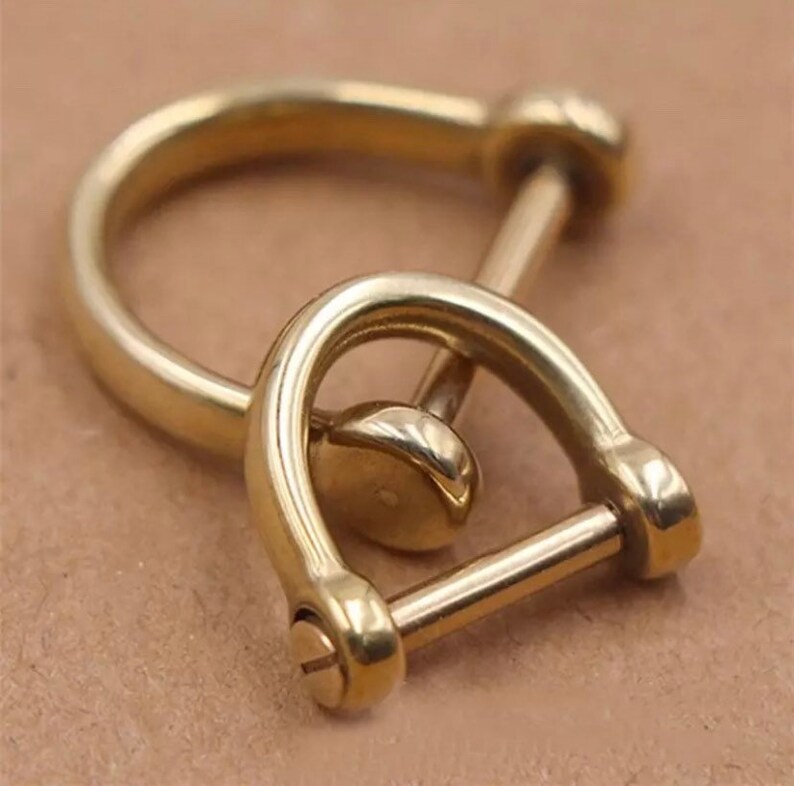 DIY Solid Brass D shackle Clasp Metal Buckle Keychain Ring Etsy