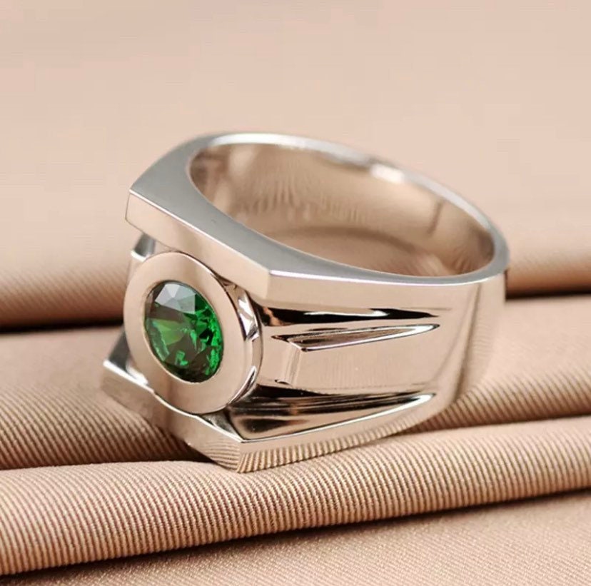 High Quality Real 925 Sterling Silver Green Lantern Rings Men Etsy